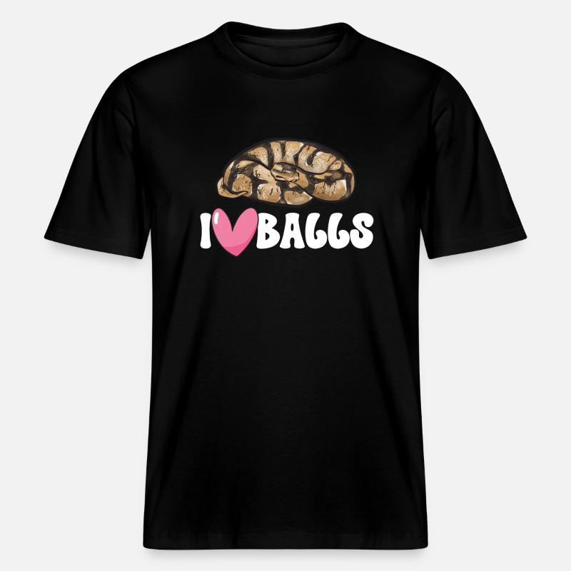 Ball Python Snake King Python -  RELAXED FIT Unisex Organic T-Shirt - black