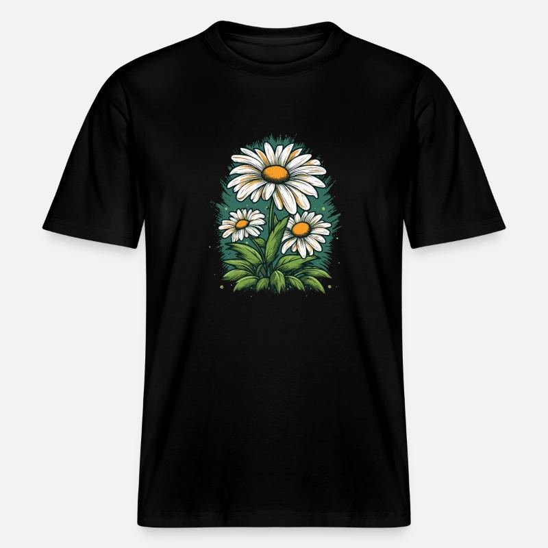 Gänseblümchen -  RELAXED FIT Unisex Organic T-Shirt - Schwarz