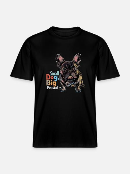 Bouledogue français mignon -  T-shirt unisexe RELAXED FIT en coton bio - noir