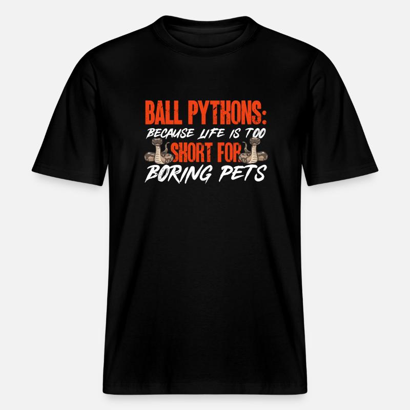 Ball Python Snake King Python -  T-shirt unisexe RELAXED FIT en coton bio - noir