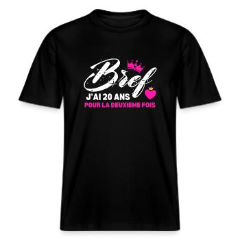 Bref J'ai 20 Ans Pour La Deuxième Fois -  T-shirt unisexe RELAXED FIT en coton bio - noir - Devant - Alina (178cm) & Michal (187cm)