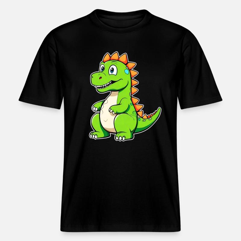 Niedlicher Comic Dinosaurier - RELAXED FIT Unisex Organic T-Shirt - Schwarz