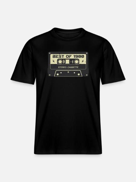 Retro cassette tape 1980's vintage 1980's birthday 1980's -  RELAXED FIT Unisex Organic T-Shirt - black