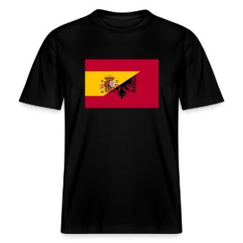 Drapeau de l’Espagne Albanie -  T-shirt unisexe RELAXED FIT en coton bio - noir - Devant - Alina (178cm) & Michal (187cm)