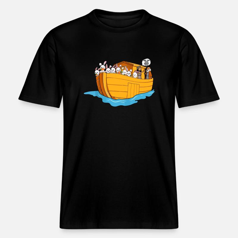 Coniglietti della barca dell'Arca di Noè -  Maglietta ecologica Unisex RELAXED FIT - nero