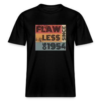 70th Birthday Flawless since 06/1954 -  RELAXED FIT Unisex Organic T-Shirt - black - Front - Alina (178cm) & Michal (187cm)