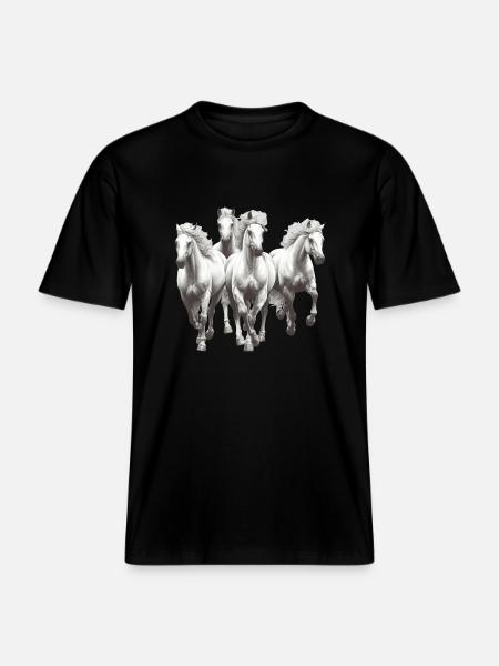 Chevaux -  T-shirt unisexe RELAXED FIT en coton bio - noir