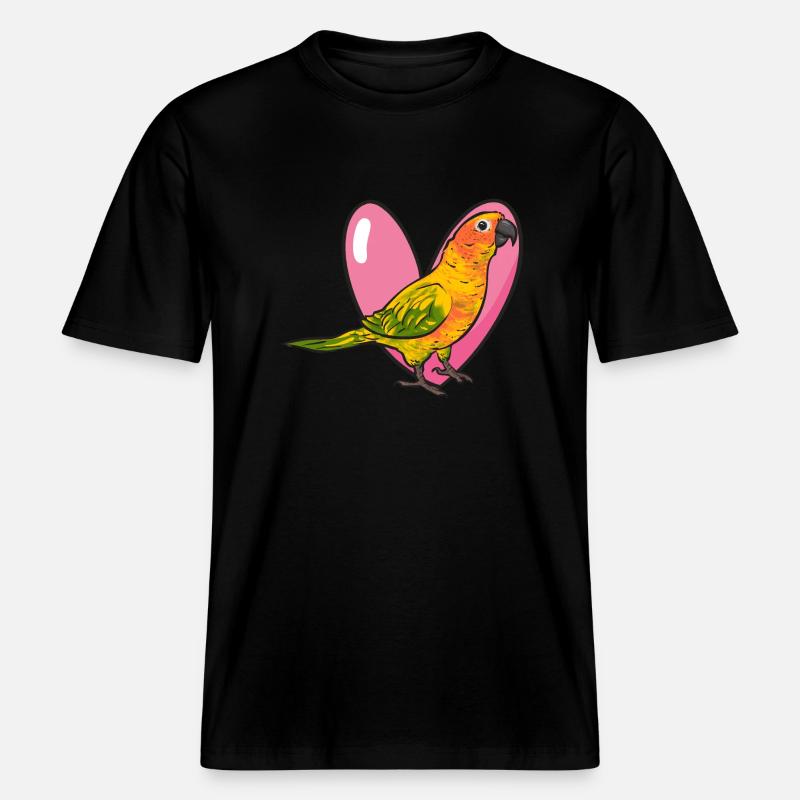 Perruche, Perroquet, Perruche, Oiseau - T-shirt unisexe RELAXED FIT en coton bio - noir