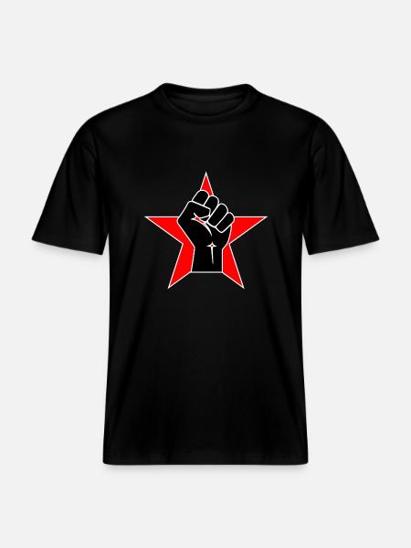 Raised Fist Logo 2 -  RELAXED FIT Unisex Organic T-Shirt - black