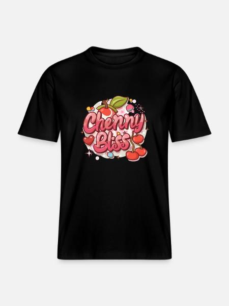 CHERRY BLISS -  RELAXED FIT Unisex Organic T-Shirt - black