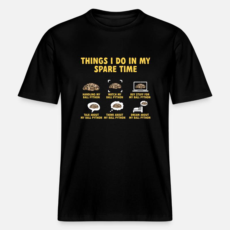 Ball Python Schlange Königspython -  RELAXED FIT Unisex Organic T-Shirt - Schwarz