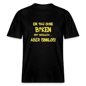 Biken Fahrrad Bicycle -  RELAXED FIT Unisex Organic T-Shirt - Schwarz - Vorne - Alina (178cm) & Michal (187cm)