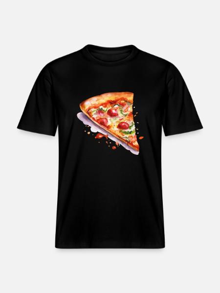 pizza -  RELAXED FIT Unisex Organic T-Shirt - Schwarz