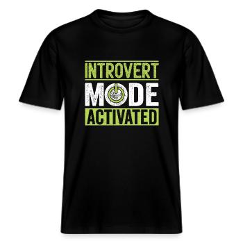 Introvert Mode Activated Sayings For Introverts -  RELAXED FIT Unisex Organic T-Shirt - black - Front - Alina (178cm) & Michal (187cm)
