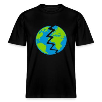 Destroyed Earth Design -  RELAXED FIT Unisex Organic T-Shirt - black - Front - Alina (178cm) & Michal (187cm)