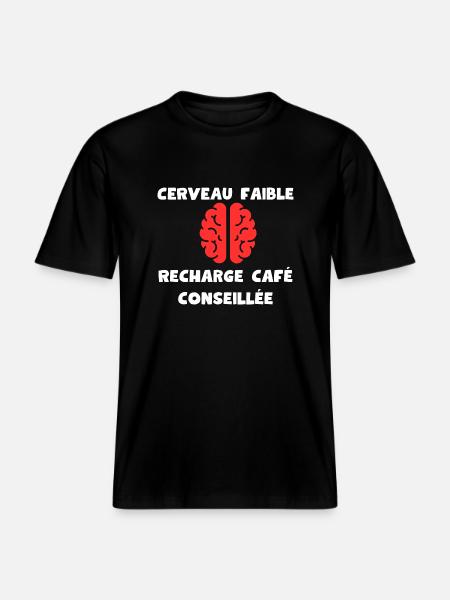 Weak brain, coffee recharge recommended -  RELAXED FIT Unisex Organic T-Shirt - black