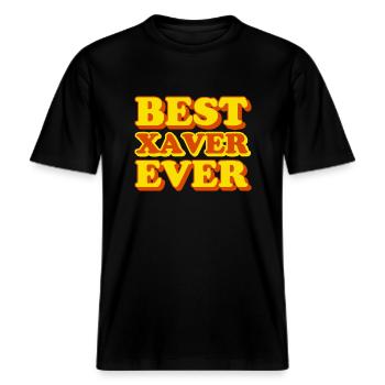 Cadeau amusant avec prénom Xaver -  T-shirt unisexe RELAXED FIT en coton bio - noir - Devant - Alina (178cm) & Michal (187cm)