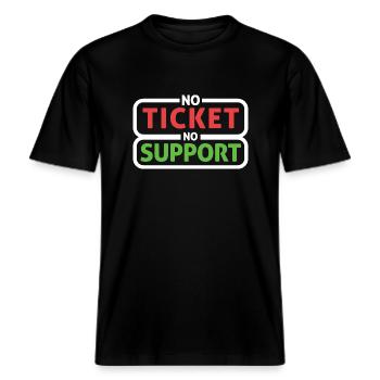 Pas de ticket Pas de support Informaticien Administrateur informatique -  T-shirt unisexe RELAXED FIT en coton bio - noir - Devant - Alina (178cm) & Michal (187cm)