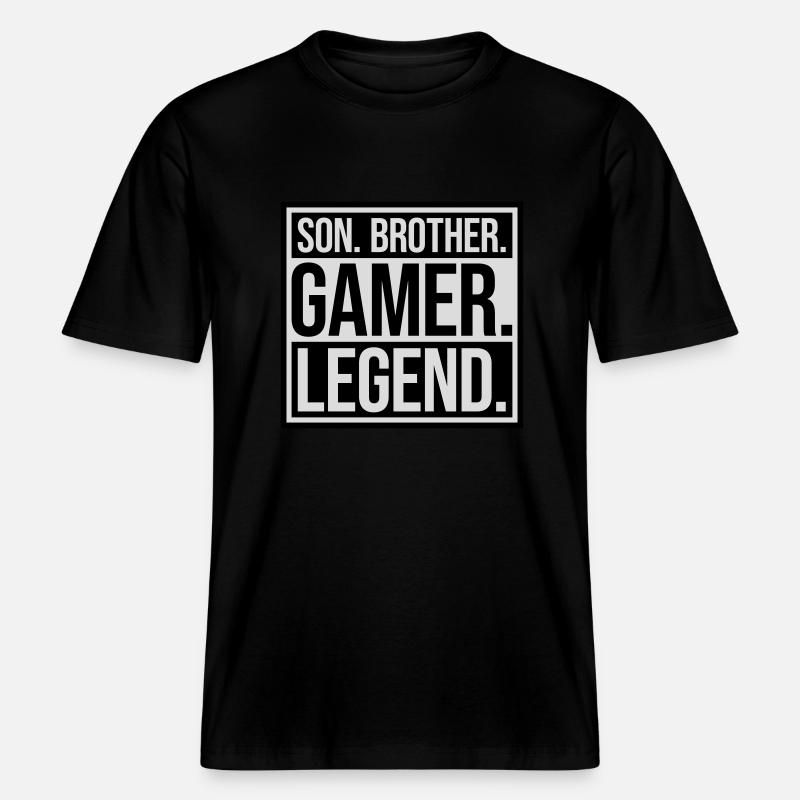 Fils Frère Gamer Légende - T-shirt unisexe RELAXED FIT en coton bio - noir