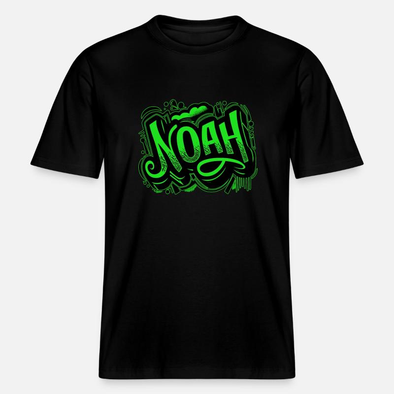 Noé Nom Graffiti Vert -  T-shirt unisexe RELAXED FIT en coton bio - noir