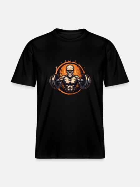 gym skull -  RELAXED FIT Unisex Organic T-Shirt - Schwarz