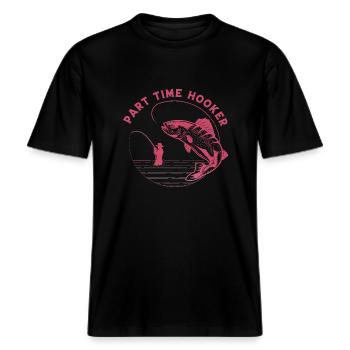 fisch, fisch, angeln, see, meer, angeln, fauna, exotisch -  RELAXED FIT Unisex Organic T-Shirt - Schwarz - Vorne - Alina (178cm) & Michal (187cm)