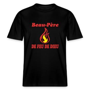 Father-in-law OF GOD'S FIRE -  RELAXED FIT Unisex Organic T-Shirt - black - Front - Alina (178cm) & Michal (187cm)