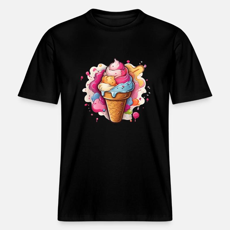 Leckeres buntes Softeis -  RELAXED FIT Unisex Organic T-Shirt - Schwarz