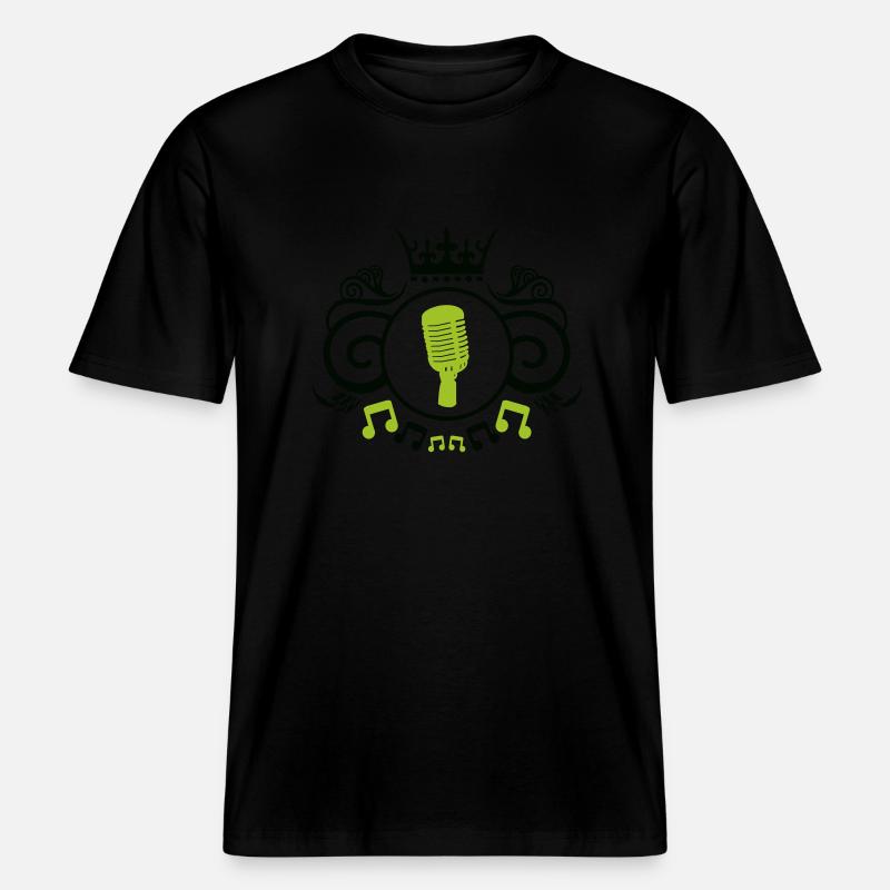 Microphone crest -  RELAXED FIT Unisex Organic T-Shirt - black