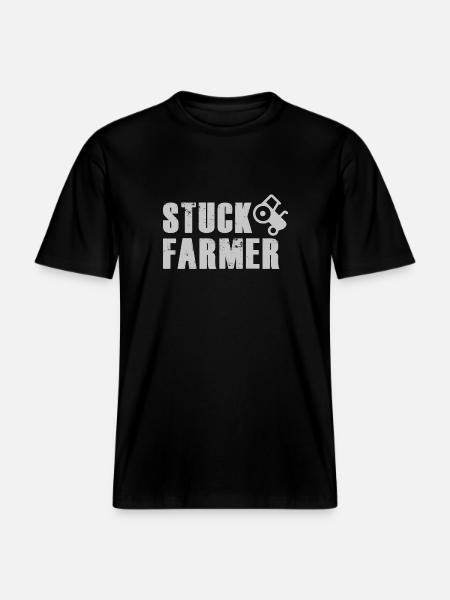 STUCK FARMER MID GREY - RELAXED FIT Unisex Organic T-Shirt - black