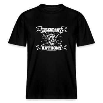 Anthony -  RELAXED FIT Unisex Organic T-Shirt - black - Front - Alina (178cm) & Michal (187cm)