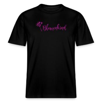 Blumenkind -  RELAXED FIT Unisex Organic T-Shirt - Schwarz - Vorne - Alina (178cm) & Michal (187cm)
