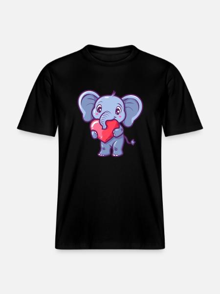 Yndig elefant med hjerte illustration til - Økologisk unisex T-shirt RELAXED FIT - sort