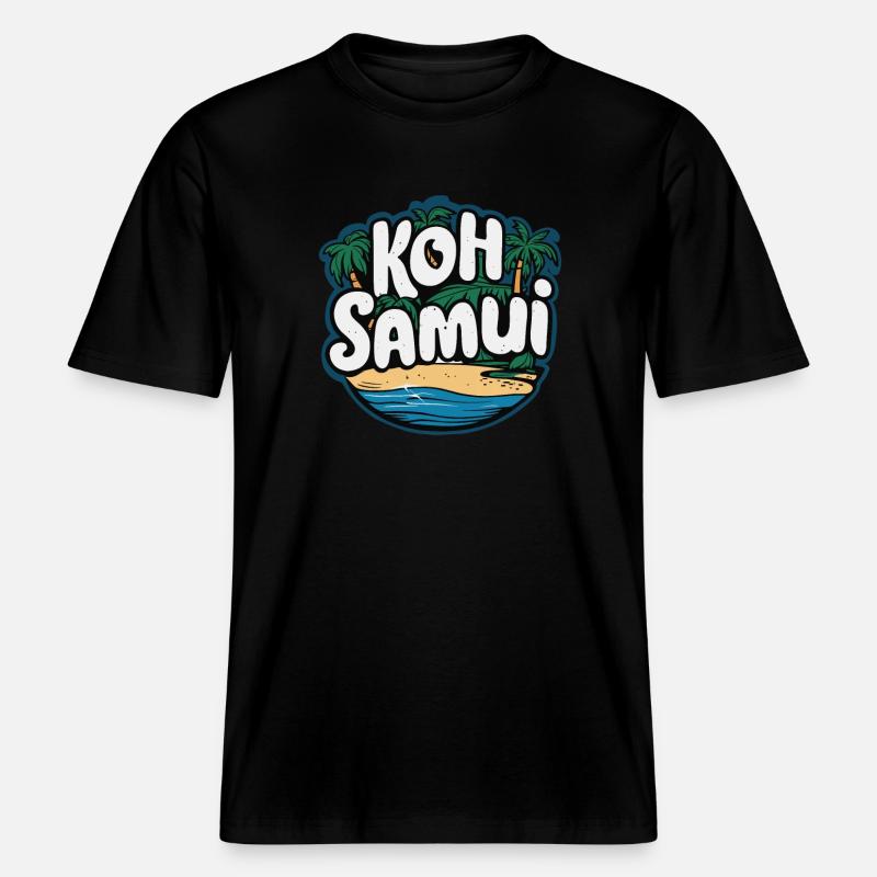 Koh Samui souvenir plage paradis -  T-shirt unisexe RELAXED FIT en coton bio - noir