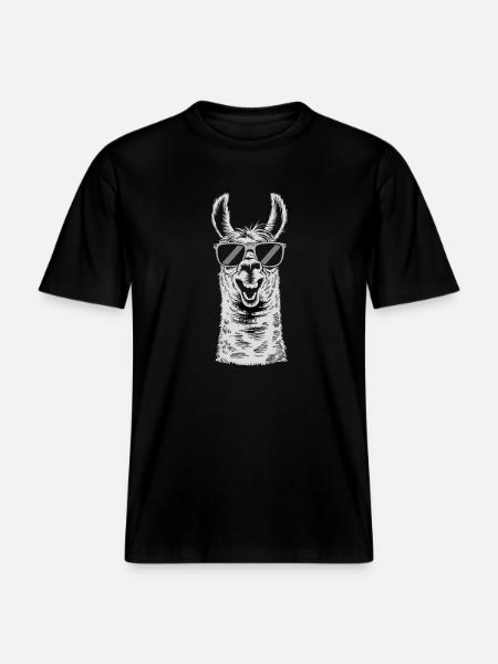 Cool llama with sunglasses - RELAXED FIT Unisex Organic T-Shirt - black