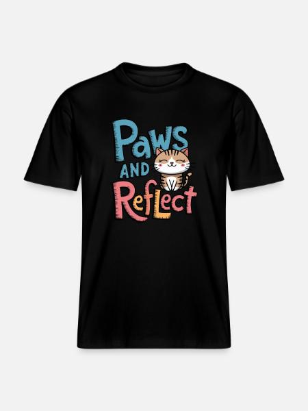 Poter og reflekterer kattepoter og yogameditasjon -  Økologisk RELAXED FIT Unisex T-skjorte - svart