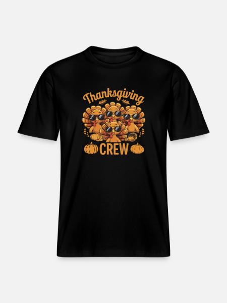 Thanksgiving Crew Sweet Turkeys - RELAXED FIT Unisex Organic T-Shirt - black