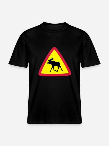 Elk warning 3clr -  RELAXED FIT Unisex Organic T-Shirt - black