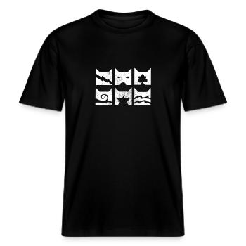 Clans Thunderclan Donnerclan Warrior Cats Firestar -  RELAXED FIT Unisex Organic T-Shirt - Schwarz - Vorne - Alina (178cm) & Michal (187cm)