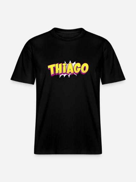 Thiago Custom Name Comic Book Style Pop Art, -  RELAXED FIT Unisex Organic T-Shirt - black