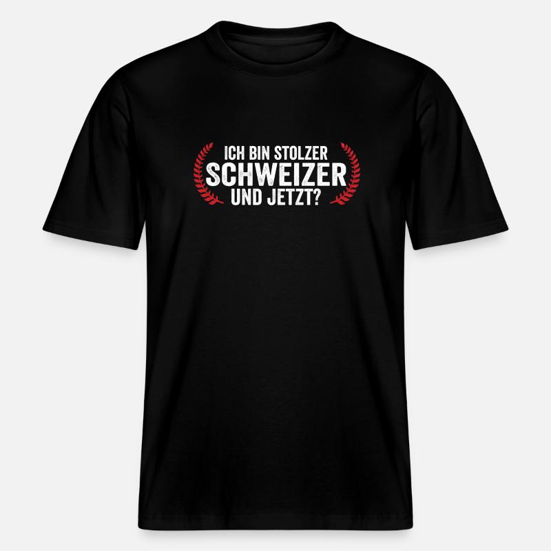 Schweizer Schweiz -  RELAXED FIT Unisex Organic T-Shirt - Schwarz
