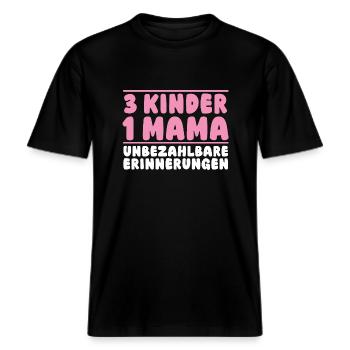 Mama Von 3 Kindern -  RELAXED FIT Unisex Organic T-Shirt - Schwarz - Vorne - Alina (178cm) & Michal (187cm)