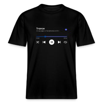 Trance -  RELAXED FIT Unisex Organic T-Shirt - Schwarz - Vorne - Alina (178cm) & Michal (187cm)