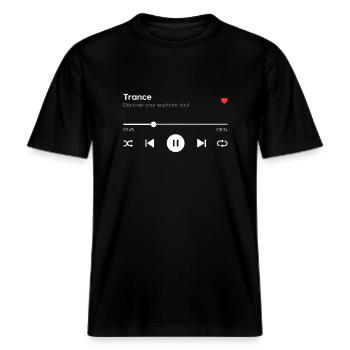 Trance -  RELAXED FIT Unisex Organic T-Shirt - black - Front - Alina (178cm) & Michal (187cm)