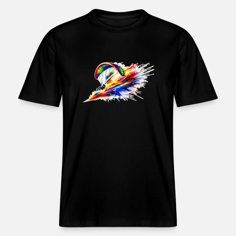 Paragleiter - Farbsplash - RELAXED FIT Unisex Organic T-Shirt - Schwarz