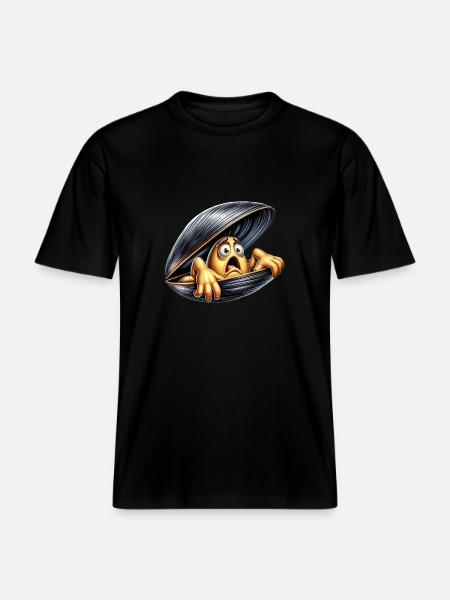 moule apeurée - T-shirt unisexe RELAXED FIT en coton bio - noir
