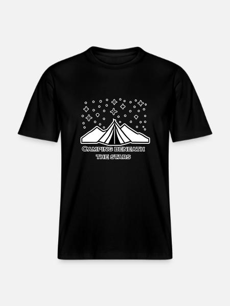 Tent among stars -Camping Beneath The Stars Design -  RELAXED FIT Unisex Organic T-Shirt - black