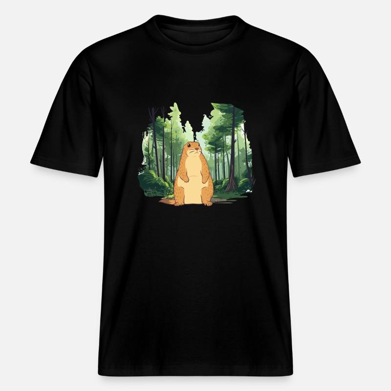 Strong groundhog nature landscape -  RELAXED FIT Unisex Organic T-Shirt - black