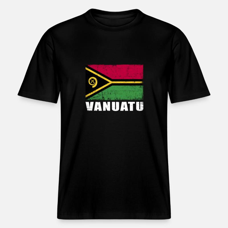 Vanuatu Drapeau Grunge Vanuatu Drapeau -  T-shirt unisexe RELAXED FIT en coton bio - noir