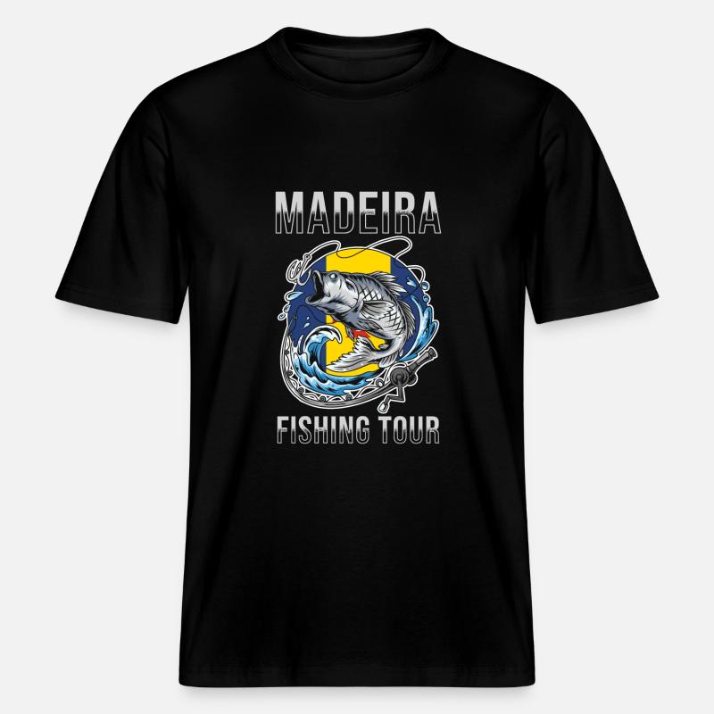 Excursion de pêche à Madère - T-shirt unisexe RELAXED FIT en coton bio - noir